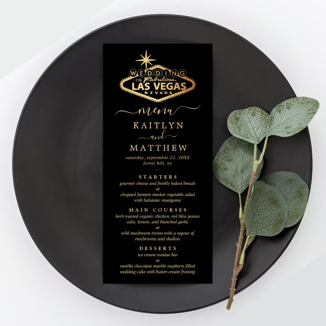 Elegant Las Vegas Destination Wedding Menu Reklamkort (Skapare uppladdad)