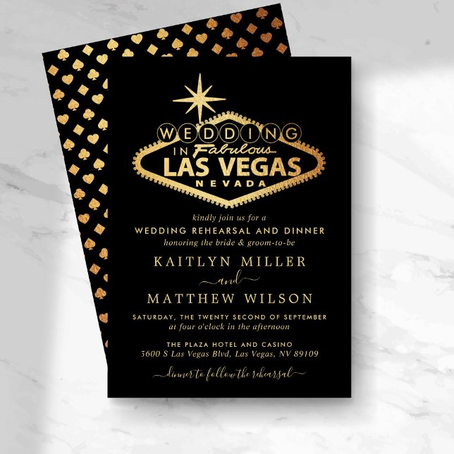 Elegant Las Vegas Destination Wedding Rehearsal Inbjudningar (Skapare uppladdad)