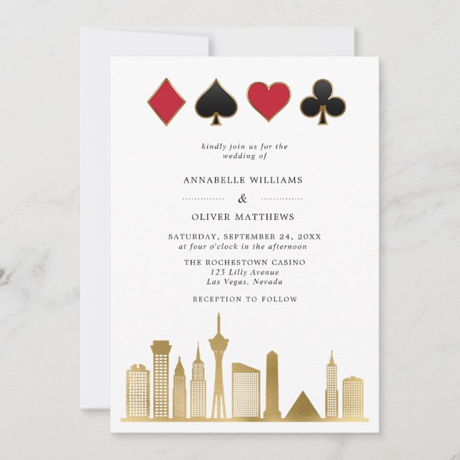 Elegant Las Vegas Photo Destination Wedding Inbjudningar (Framsida)