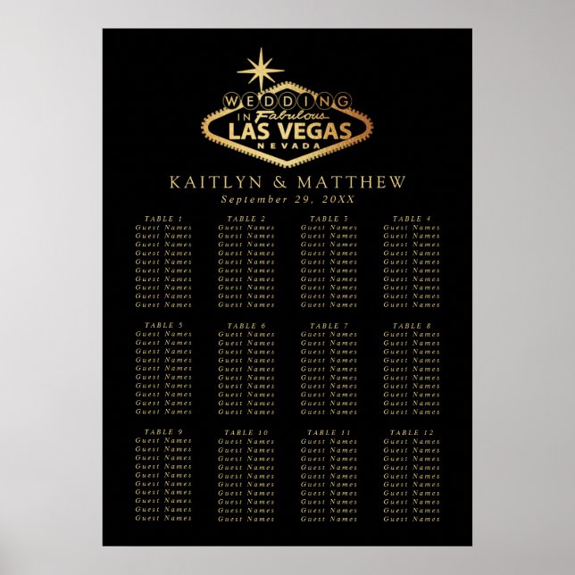Elegant Las Vegas Planplan för säten för destinati Poster (Framsidan)