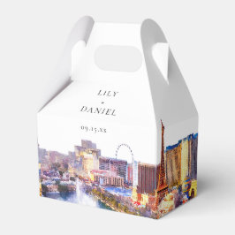 Elegant Las Vegas-vigsel med akvarelltema Presentaskar