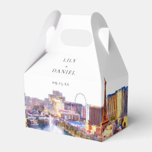 Elegant Las Vegas-vigsel med akvarelltema Presentaskar