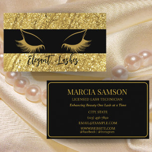 Elegant Lash Artist Affärskort Guld & Black Visitkort