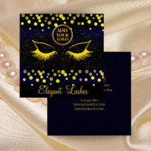 Elegant Lash Artist Affärskort Navy & Guld