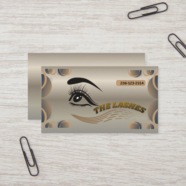 Elegant Lash Artist Business Card – Customizable E Visitkort (Fram/Back In Situ)