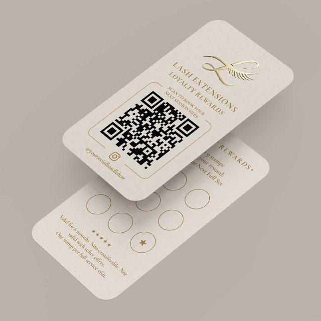 Elegant Lash Extensions Loyalty Rewards Sand 9 Visitkort (Elegant Lash Extensions Loyalty Rewards Sand 9 Business Card
)