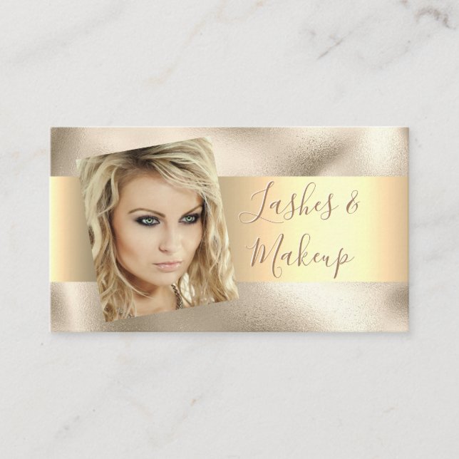 Elegant Lash & Makeup Artist, DIY Namn Guld Vs 2 Visitkort (Framsida)