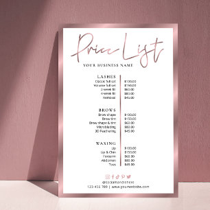 Elegant Lash Salon Ro Guld Pris List Poster