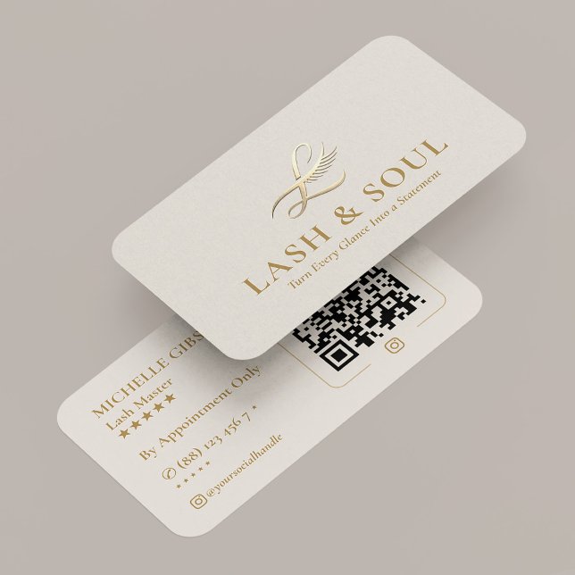 Elegant Lash Technician Makeup Artist Sand Beige Visitkort (Elegant Lash Technician Makeup Artist Sand Beige Business Card
)