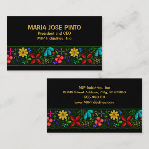 Elegant Latin American People Blommigt Employee Visitkort