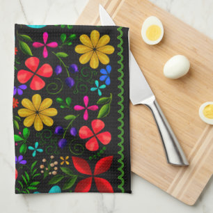 Elegant latinamerikansk folkblomma  kökshandduk