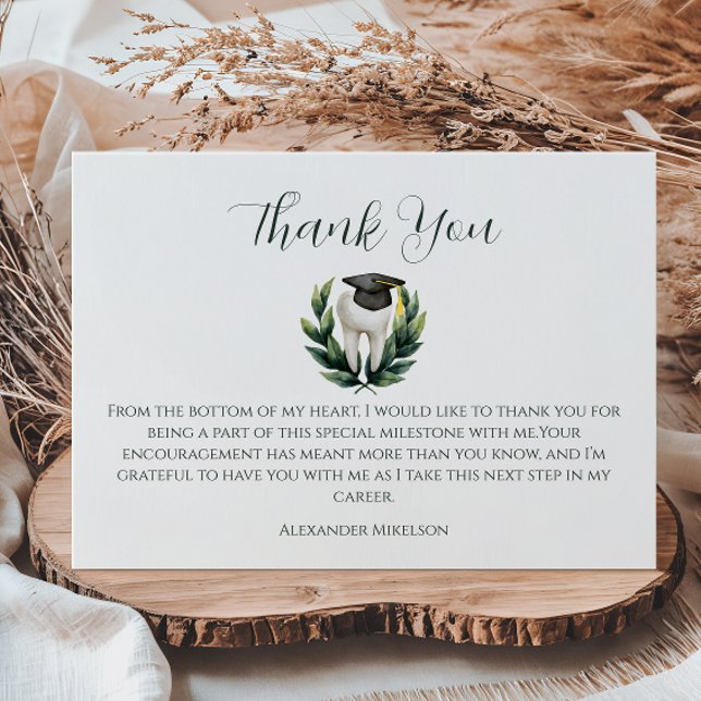 Elegant Laurel Dental Graduation Tack Kort (Skapare uppladdad)