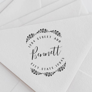 Elegant Laurel Family Namn Returadress Självfärgande Stämpel