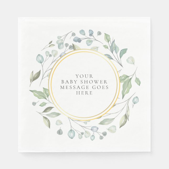 Elegant Laurel Garland Baby Shower Message Pappersservett (Framsidan)