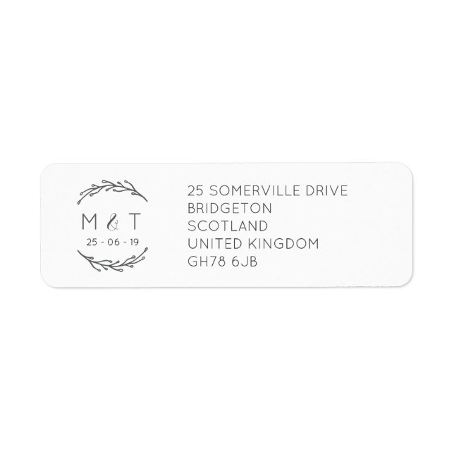 Elegant Laurel Löv Bröllop Returetiketter Returadress Etikett (Framsidan)