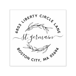 Elegant Laurel Löv Family Namn Returadress Självfärgande Stämpel