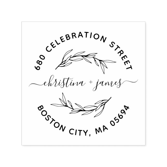 Elegant Laurel Löv Returadress Självfärgande Stämpel (Design)