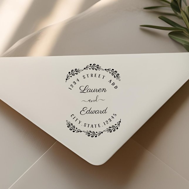 Elegant Laurel par Namn Bröllop Returadress Självfärgande Stämpel (Skapare uppladdad)