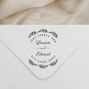 Elegant Laurel par Namn Bröllop Returadress Stämpel