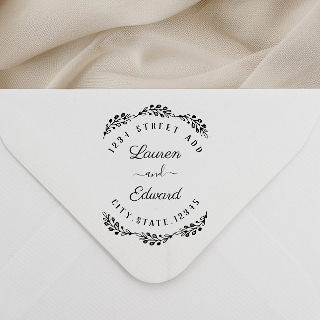Elegant Laurel par Namn Bröllop Returadress Stämpel (Skapare uppladdad)
