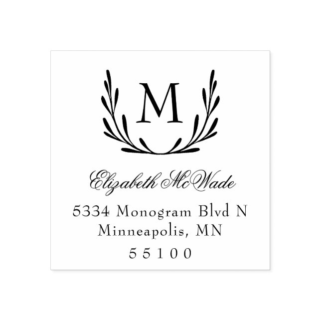 Elegant Laurel Returadress för utandning Stämpel (Tryck)
