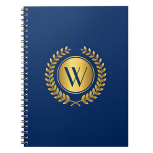 Elegant Laurel utandning med Monogram Initial Anteckningsbok Med Spiral