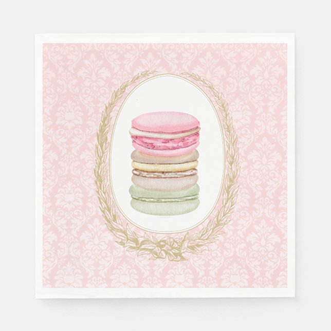 Elegant Laurel WAN med Pastel Macarons Pappersservett (Framsidan)