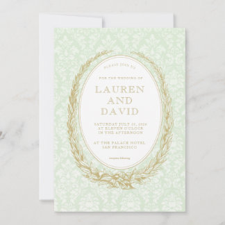 Elegant Laurel Wand | Grönt Damask Inbjudningar