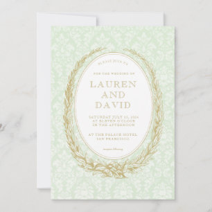 Elegant Laurel Wand Grönt Damask Inbjudningar