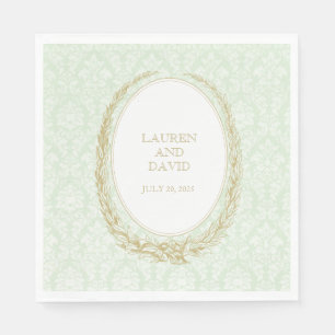 Elegant Laurel Wand Grönt Damask Pappersservett