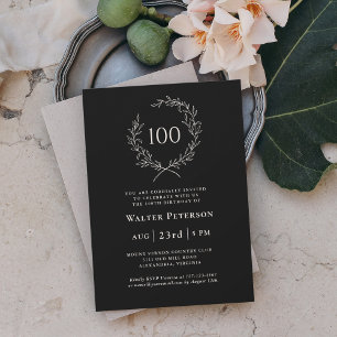 Elegant Laurel Wandedräkt 100:e födelsedagen Inbjudningar