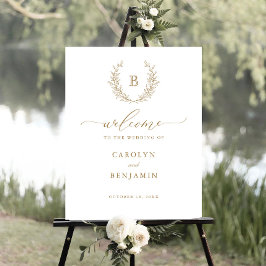 Elegant Laurel Wandemonogram Vapensköld Välkomstte Poster