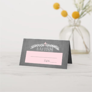 Elegant Laurels Rosa Baptismekort Placeringskort