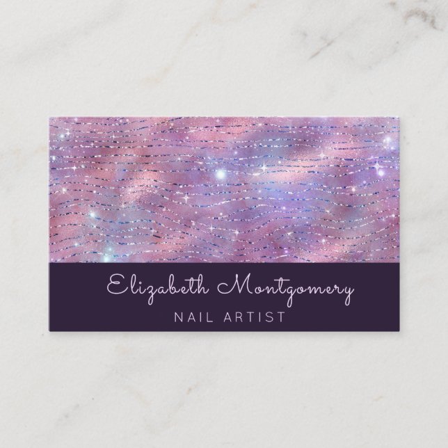 Elegant Lavendar Foil Glitter Rand Visitkort (Framsida)