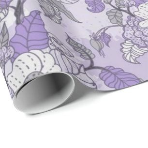 Elegant lavendel & blom- slående in papper för v presentpapper