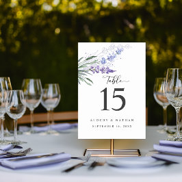 Elegant Lavendel Blommig Akvarell Bröllop Bordsnummer