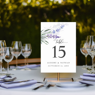 Elegant Lavendel Blommig Akvarell Bröllop Bordsnummer