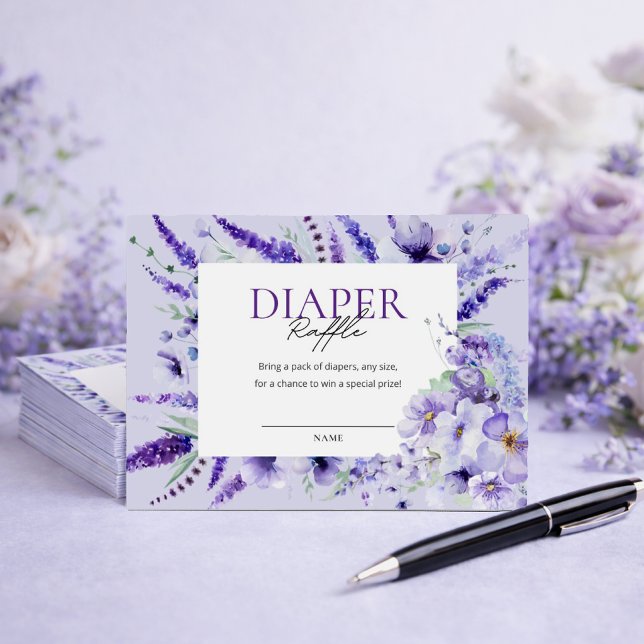 Elegant Lavendel Blommig Babyfest Blewindräkning Tilläggskort (Skapare uppladdad)