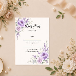 Elegant Lavendel Blommig Bröllop OSA Kort