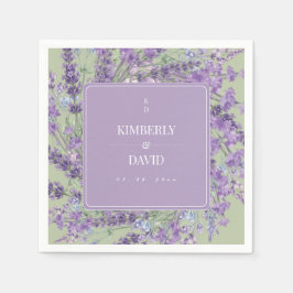 Elegant Lavendel Blommig Bröllop Pappersservett