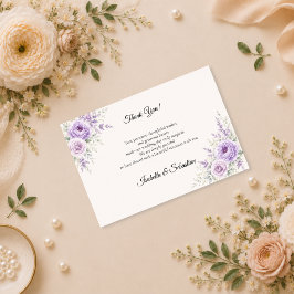 Elegant Lavendel Blommig Bröllop Tack Kort