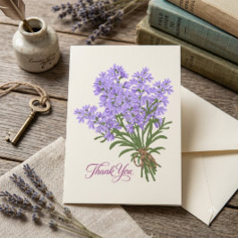 Elegant Lavendel Blommig Bukett Handskriven Tack Kort