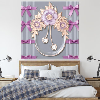 Elegant Lavendel Blommig Kam och Satinbåge Glam Canvastryck