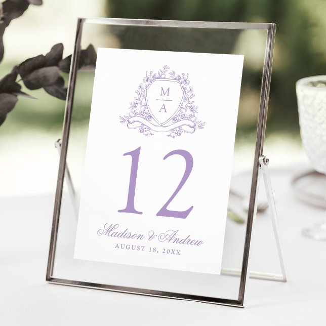 Elegant Lavendel Blommig Kam Wedding Bordskort Num (Skapare uppladdad)