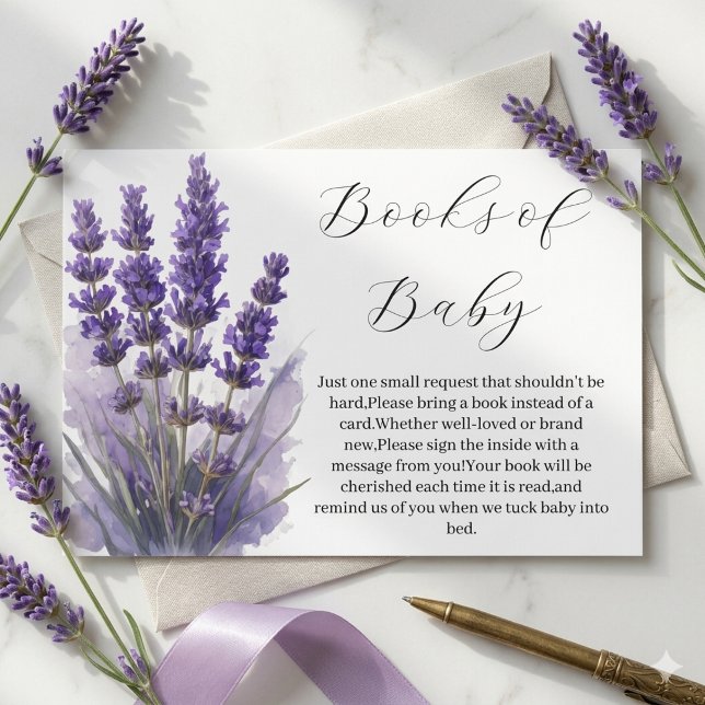 Elegant Lavendel Blommig Krans Bok för Bebis Tilläggskort (Skapare uppladdad)