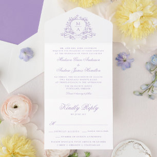 Elegant Lavendel Blommig Krön Monogram Bröllop