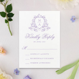 Elegant Lavendel Blommig Krön Monogram Bröllop OSA Kort