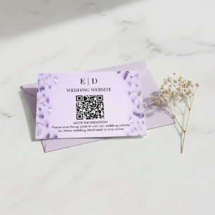 Elegant Lavendel Blommig QR-kod Bröllop Tilläggskort