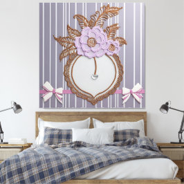 Elegant Lavendel Blommig Spets & Ränder Canvastryck