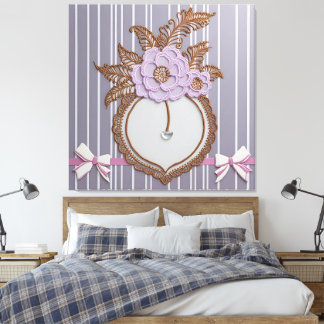 Elegant Lavendel Blommig Spets & Ränder Canvastryck